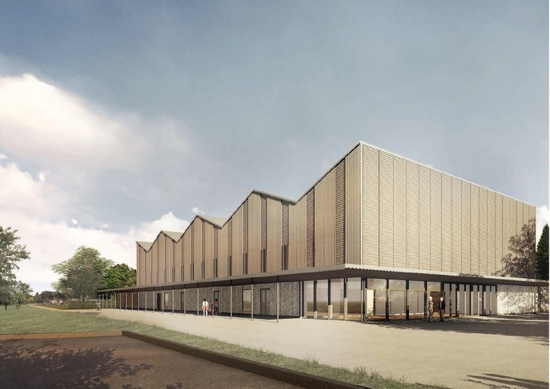 Au travers d’une architecture s’inspirant des halles couvertes et des séchoirs à tabac, la future salle de Pratgraussals est constituée d’un volume régulier, finement tramé.