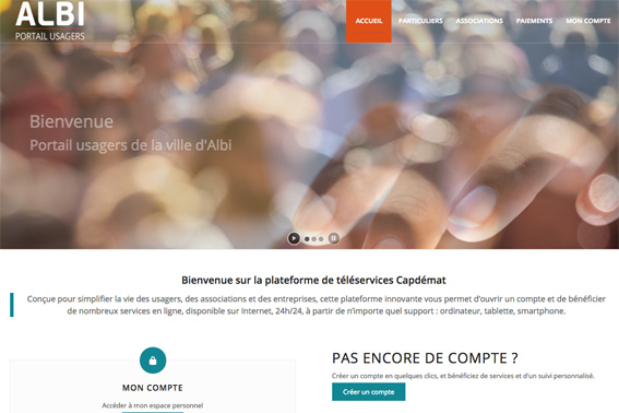 Page d’accueil des services dématérialisés de la ville d’Albi.