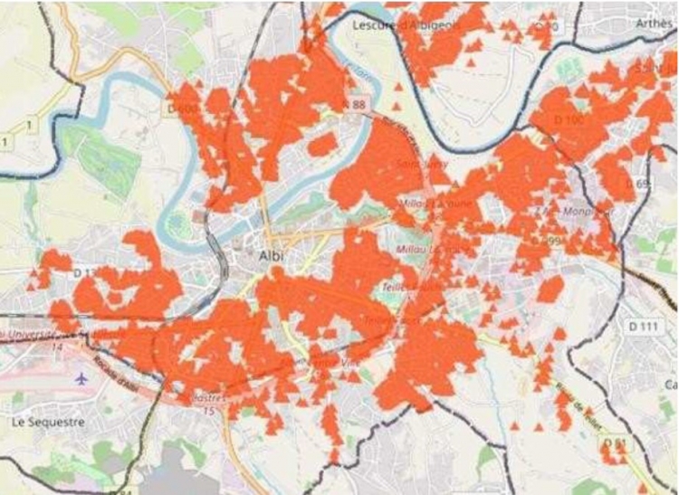 Cartographie des clients éligibles en octobre 2018.
