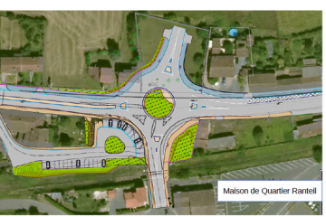 Création d’un giratoire à 4 branches avec cheminement doux en lieu et place du carrefour à feux