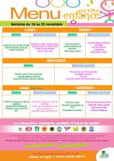 Menu - Petite enfance du 18 au 22 novembre 2019