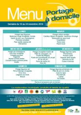 Menu - Portage de repas semaine du 18 au 24 novembre 2019