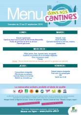Menu - Scolaire du 23 au 27 septembre 2019