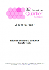 Conseil de quartier de Cantepau 2 avril  2019