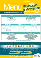 Menu - Portage de repas semaine du 2 au 8 décembre 2019