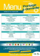 Menu - Portage de repas semaine du 13 au 19 janvier 2020