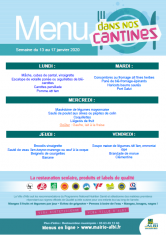 Menu - Scolaire du 13 au 17 janvier 2020