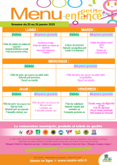  Menu - Petite enfance du 20 au 24 janvier 2020