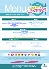 Menu - Scolaire du 20 au 24 janvier 2020