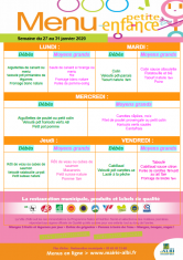Menu - Petite enfance du 27 au 31 janvier 2020