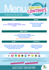 Menu - Scolaire du 2 au 6 mars 2020