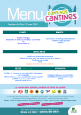 Menu - Scolaire du 9 au 13 mars 2020