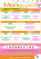 Menu - Petite enfance du 10 au 14 février 2020
