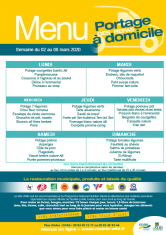 Menu - Portage de repas semaine du 2 au 8 mars 2020