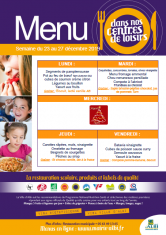  Menu - Centres de loisirs du 23 au 27 décembre 2019