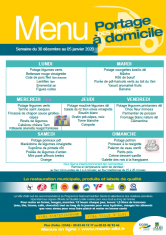 Menu - Portage de repas semaine du 30 décembre au 5 janvier 2020