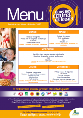 Menu - Centres de Loisirs du 10 au 14 février  2020
