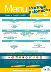 Menu - Portage de repas semaine du 17 au 23 février 2020