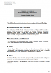 Compte-rendu - Conseil municipal 27 février 2017