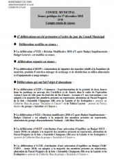 Conseil municipal du 17 décembre 2018