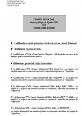 Compte-rendu - Conseil municipal 3 juillet 2017