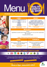 Menu - Centres de Loisirs du 21 au 25 octobre 2019
