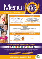 Menu - Centres de Loisirs du 28 au 31 octobre 2019