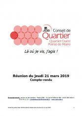 Conseil de quartier - Quartier Ouest - 21 mars 2019