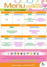 Menu - Petite enfance du 12 au 15 novembre 2019
