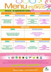 Menu - Petite enfance du 30 septembre 4 octobre 2019