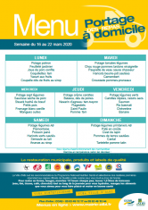 Menu - Portage de repas semaine du 16 au 22 mars 2020