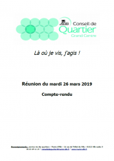Conseil de quartier - Grand Centre - 26 mars 2019