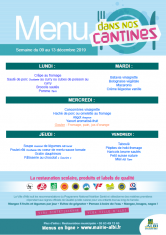 Menu - Scolaire du 9 au 15 décembre 2019