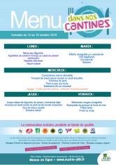  Menu - Scolaire du 14 au 18 octobre 2019