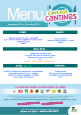 Menu - Scolaire du 7 au 11 octobre 2019
