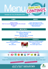 Menu - Scolaire du 16 au 20 décembre 2019